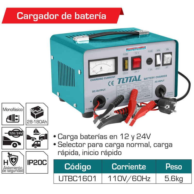 Cargador de baterias de carro 12/24 V 110 60htz 8/5A(1año)