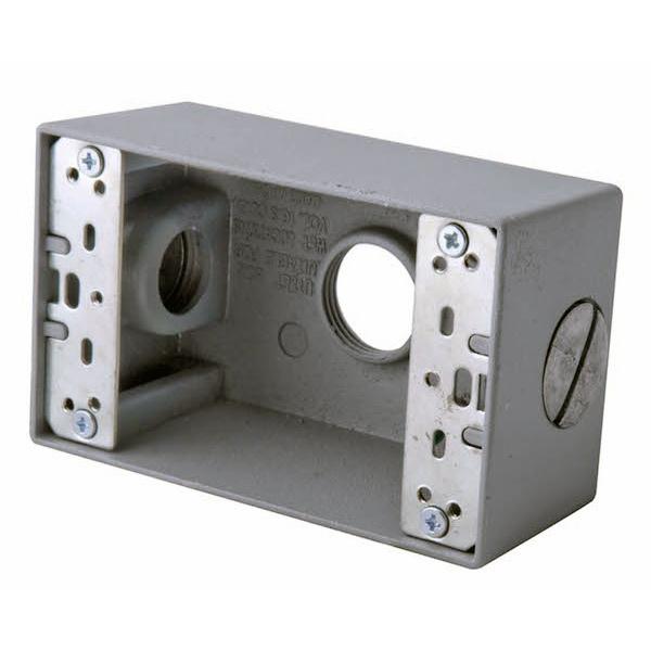 Caja Electrica Exterior 4"X2". 1 Entrada con 3 Huecos de 1/2". Dimensiones 2"X4-9/16"X2-13/16"