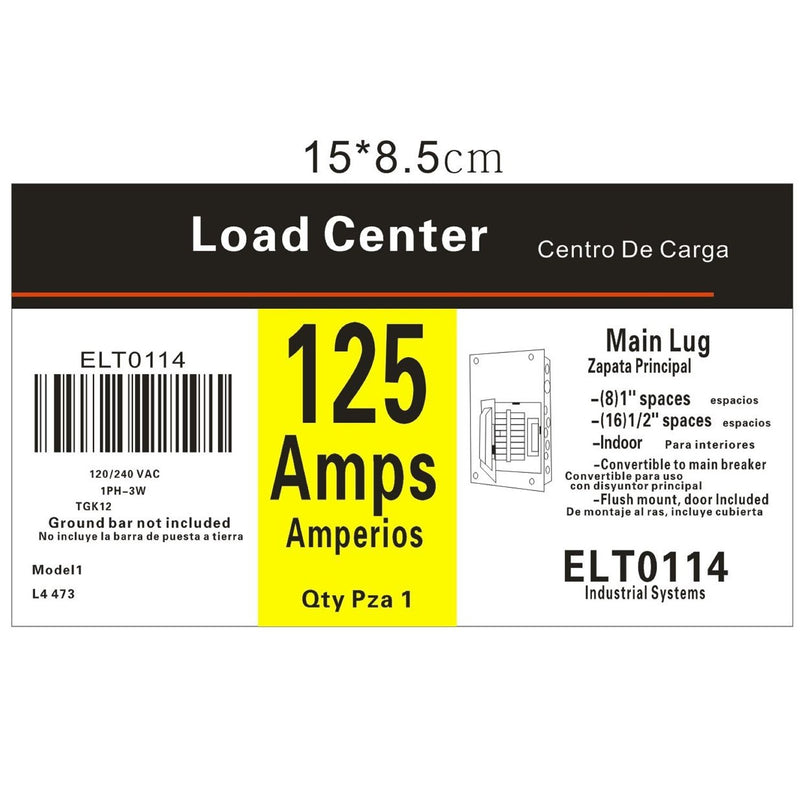 Cajas De Distribucion O Carga Para Breakers. Capacidad De Carga Total Es 125 Amp - 8 Breakers.