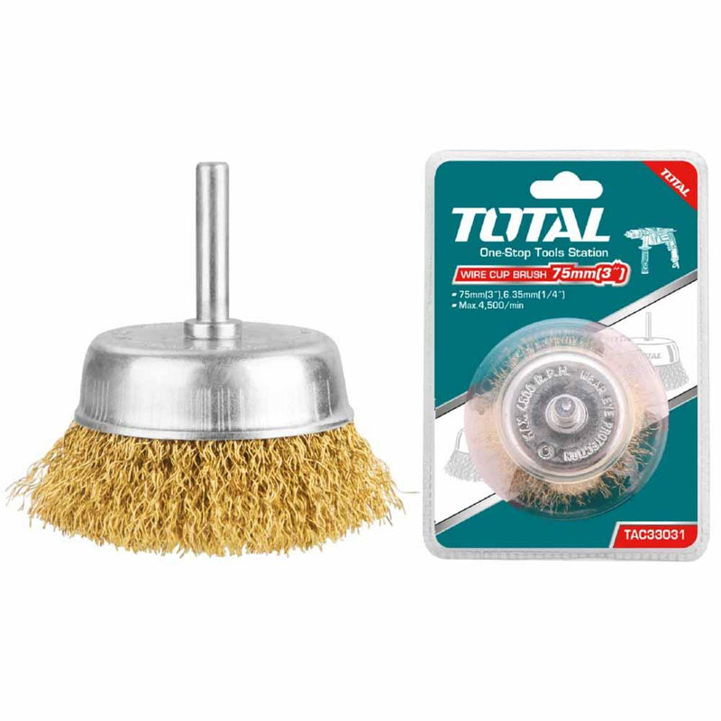 Cepillo De Alambre De Copa Circular Con Vastago De 50Mm. Para Taladro. Diámetro Del Vastago: 6.35 Mm