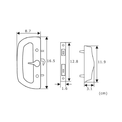 Cerradura-Tirador Silver Para Puertas Correderas De Aluminio. Con Cilindro Y 2 Llaves.