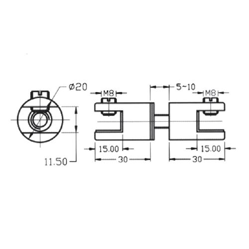 Conector Doble Para Repisas De Vidrio.