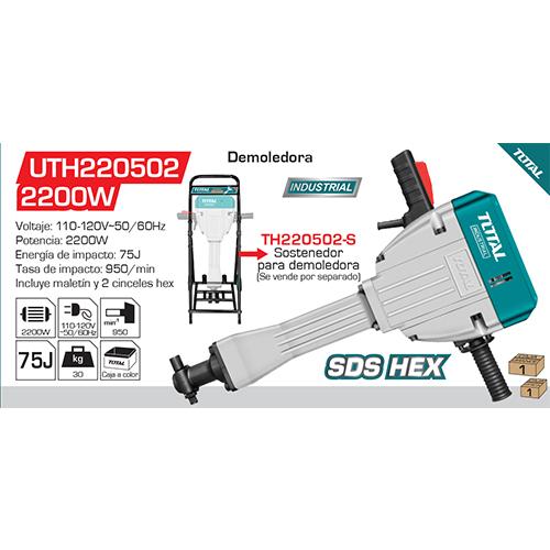 Demoledora 2200W SDS HEX 28Mm 30Kg. 110-120V~60Hz Calid. Indust. Viene Con Maletín 2Cinceleshex.1Año