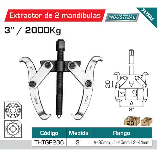 Extractor De 2 Mandibulas De 3". Maxima Fuerza 2000 Kg Cr-V, Tratamiento Termico.