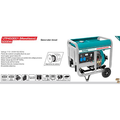 Generador Diésel Monofásico, 110 - 220V~50/60Hz, Motor Diesel De 9.0 HP TOTAL, (6 Meses)
