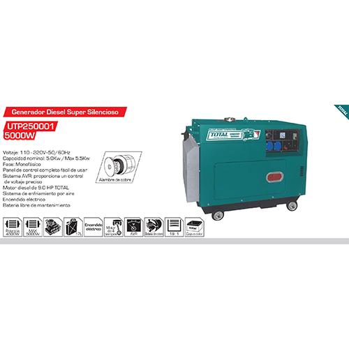 Generador Diesel Silencioso 75 DB 120/240 60 Htz Monofasico 5.5 Kw 9.0 HP Encendido Electrico