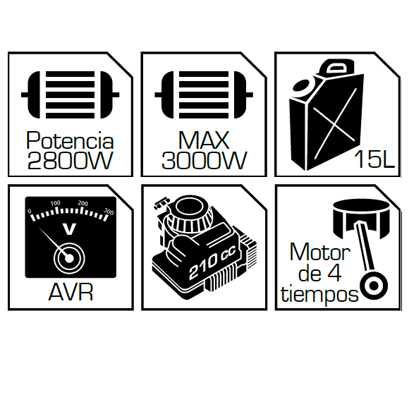 Generador Gasolina Total 110V-220V 60Hz 1PH. 3000 W (RPM):3600. Inicio De Cuerda. Motor De 4 Tiempos