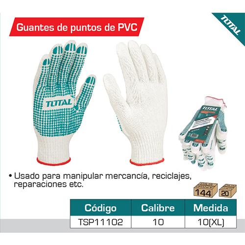 Guantes De Puntos De PVC. Calibre 10. Medida 10(XL).Para Manipular Merc, Reciclajes, Reparaciones