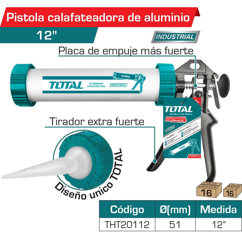 Pistola Calafateadora De Silicon De 12" PARA SALCHICHA Y TUBO 2 EN 1 Aluminio 308X51mm. Alta Calidad