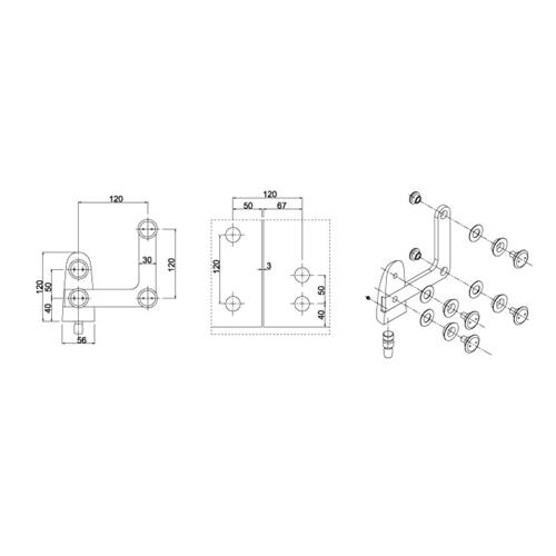 Pivote Superior Para Sobrepanel Y Vidrio Lateral Con Pivote. Satinado.