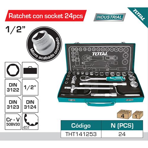 Rachet C/Socket 24PZA 1/2" CRV DR Socket:10,11,12,13,14,15,16,17,18,19,20,21,22,23,24,27,30,32.