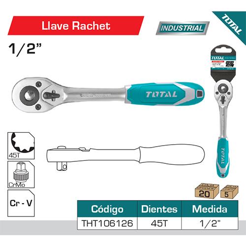 Ratchet De 1/2" 45T 260 Mm Largo Material CR-V+Cr-Mo.