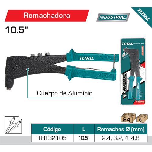 Remachadora Manual 10.5" Cuerpo De Aluminio.Compatible Con Remaches De 2.4Mm, 3.2Mm,4Mm,4.8Mm