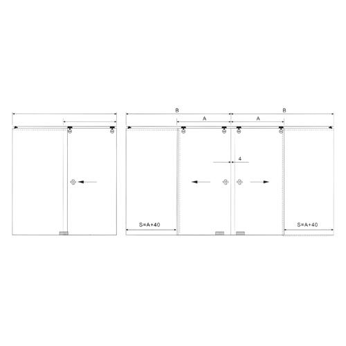 Rodachines P/Puertas De Vidrio Temp.10-12Mm.Inc.2 Rodach Y Acces.Sat.100Kg/Par.Riel TD-8600B-4