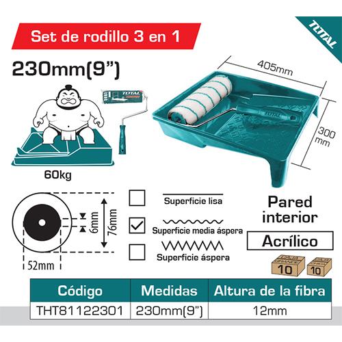 Set De Rodillo De Pintar 230Mm/9" Y Bandeja . 40.5*30*7.5 Cm. Alta Calidad.