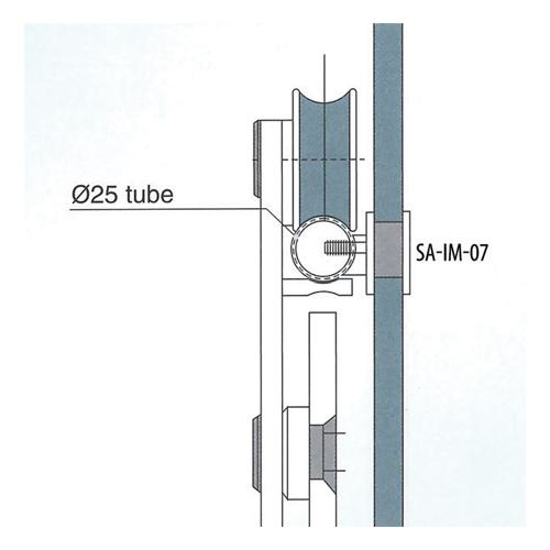 Soporte Vidrio Tubo Para Rodaja Slider Con Pin (Para Usar Con Rodajas S34IM). Acabado Satin SS304