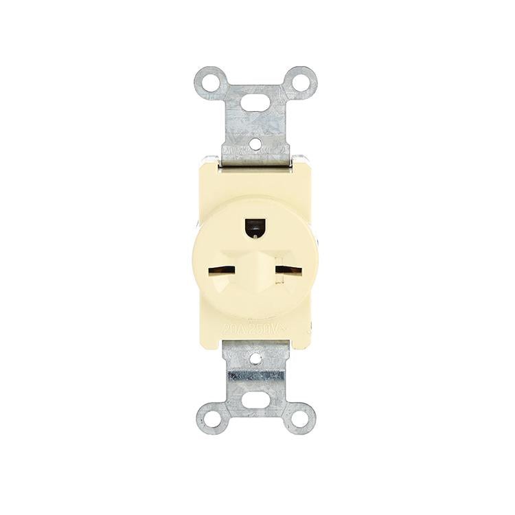 Tomacorriente Sencillo. 2 Polos/3Wire. Nema 5-15R. 20A-220Volt. 60Hz. Incluye Tornillos.