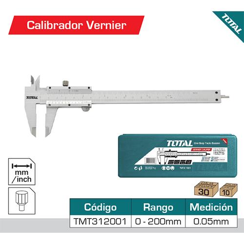 Vernier Calibrador Rango 0-200 Mm . Lee Cada 0.05 Mm.